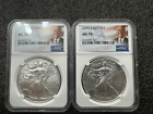 Lot of 2 - 2020  $1  American  Silver Eagle NGC  MS70 Biden  2020 Label