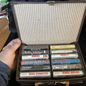 Rock Cassette Tape Lot of 12 With￼ Suitcase  Free Shipping
