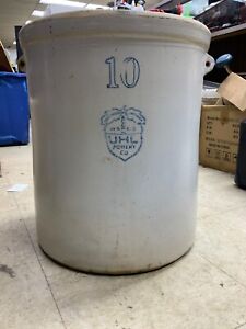 Antique UHL Pottery Co Acorn Wares Indiana 10 Gallon Stoneware Crock