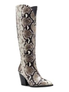 INC Womens Beige Pointed Toe Block Heel Zip-Up Dress Western Boot 7.5