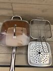 Copper Chef 9.5” Square 3.5” Deep Pan, Vented Lid, & Fryer Basket. Fast Shipping