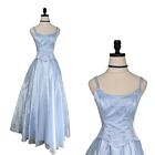 Vintage Prom Dress Maxi Gown Fairy Princess 90S Y2K Corset Cinderella Blue XS
