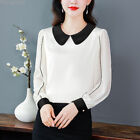Korean Women Colorblock Chiffon Casual Business Workwear Tunic Blouse Tops Shirt