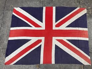Antique Vintage Large Fabric Stitched Cloth British Union Jack Flag 115cm 1930s