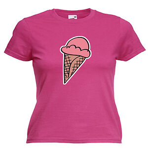 Ice Cream Cone Ladies Lady Fit T Shirt 13 Colours Size 6 - 16