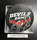 Ken Daneyko #3 NJ Devils Signed Devils Army Logo Puck