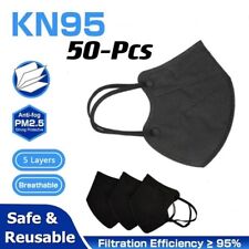 50 Pcs Black KN95 Protective 5 Layer Face Mask For Kids Boys Girls Child Unisex
