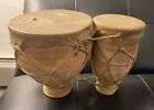 Vintage Moroccan Handmade Pottery Double Bongo Drums Play Or Decorative Piece