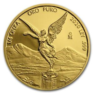 LIBERTAD – MEXICO – 2020 1/4 oz Proof Gold Coin in Capsule Mintage of 250 coins