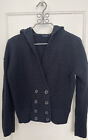 Magaschoni Blue Cotton Cashmere Double Breasted Pullover Hoodie Sweater - Sz XS