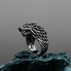 Men's Fashion Ring Viking Nordic Evil Wolf Head Design Stainless Steel