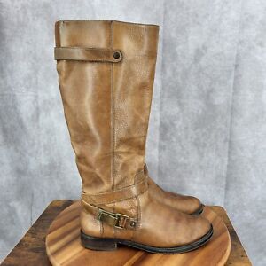 Arturo Chiang Riding Boots Womens 9 Wide Calf Brown Leather Knee High Tall