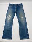 Levi’s 517 Boot Cut Jeans 34x32 Mens Distressed Faded Med Wash Casual Denim Blue