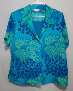 Blair Top Size XL Blue Tropical Floral Print Blouse