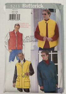Butterick 5213 Men's Puffer Vest Anorak Jacket Sewing Pattern XS S M Uncut