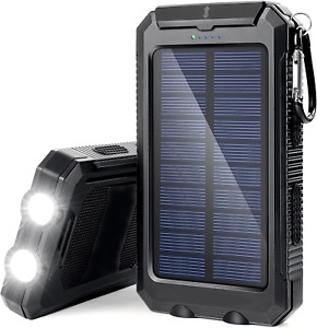 Large Capacity  20000mAh  Charger Solar Power Bank Built-in Dual LED Flashlight
