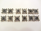 Swarovski Crystal Jet Black Marcasite Two Strand 12mm Slider Beads Lot of 12