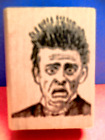 FUNNY LOOKING MAN STAMP FRANCISCO RUBBER WOOD MOUNTED VTG 1992