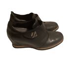 Earth Zanza Size 7B Black Soft Leather Women's Wedge Ankle Bootie Shoes