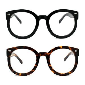 Oversized Round Thick Horn Rim Clear Lens Fashion Eye Glasses