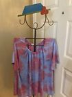 C.D. Daniels (2X) multicolor pullover short sleeve blouse. Free Shipping.