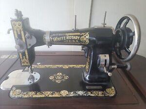 ANTIQUE WHITE ROTARY SEWING MACHINE IN Martha Washington CABINET