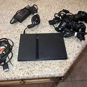 New ListingSony PlayStation 2 PS2 Slim SCPH-70012 Black Console w Cords & Controller