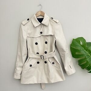 Women's Coach Short Trench Coat Porcelain F86050 Small  Belted Double Breasted