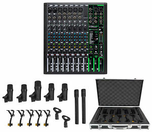 Mackie ProFX12v3 12-Channel Effects Mixer w/USB+7 Piece Drum Mic Kit ProFX12 v3
