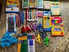 Lot Of 40 Pcs School Supplies Crayons Pencils Pens Scissors Markers Sharpeners