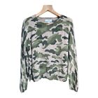 Magaschoni Women’s Camouflage Cashmere Round Neck Super Soft Sweater, Size XL