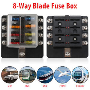 8 Way Blade Fuse Box Block Holder LED Indicator Auto Marine 12V 32V Waterproof