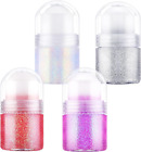 4 Pack Roll On Body Glitter Gel for Body,Face,Hair,Lip Holographic Glitter Gel U