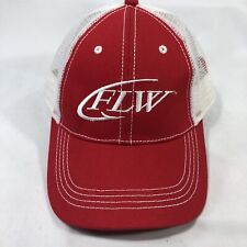 FLW Fishing League Worldwide Hat Cap Red White Mesh Back Adj Snapback One Size