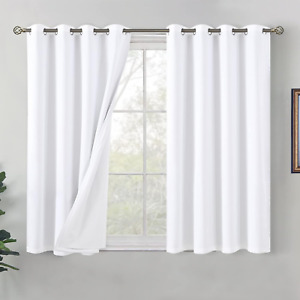 New ListingWhite Blackout Curtains for Bedroom 54 Inch Length 2 Panels Set, Thermal Insulat