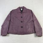 Chico's Leather Jacket Women's 1.5 Purple Faux Ostrich Button Up Long Sleeve