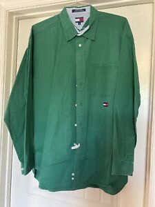 Tommy Hilfiger Mens Shirt Green Size XL Long Sleeve Button Up Collared