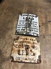 Old Visible Gas Pump Motor Fuel Contains Lead Tetraethyl Porcelain Signs USA