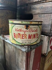 VTG Kathryn Beich Butter Mints Candy Key Wind Tin ~Nice!~