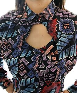 Vintage FRONTIER SERIES Western Shirt Cropped Aztec Rare HTF Size Small