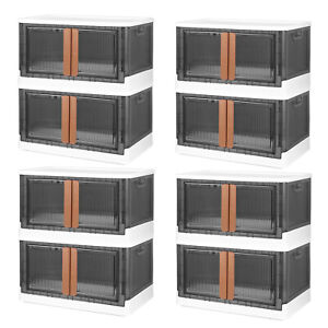 Foldable Storage Bins W/ Lid Collapsible Stackable Closet Organizer Containers
