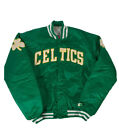 NBA Men's Boston Celtics Starter Premium Satin Green Varsity Bomber Jacket