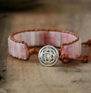 Handmade Natural Gemstone Tube Bead Women Men Healing Reiki Wrap Bracelet Gift