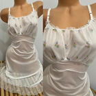 VINTAGE SILKY FLORAL EMBROIDERY SLIP DRESS LINGERIE by MICHELENE sz 40