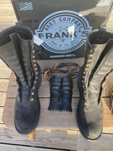 Frank's Boots Men's Size 10D.  #4 Toe, Black rough out Bottoms , smooth top