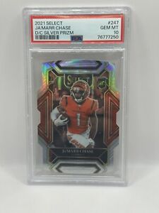 Ja’Marr Chase 2021 Select Rookie Die-Cut Club Level Silver Prizm PSA 10 RC
