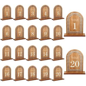20 Pcs Wooden Table Numbers 120 Rattan Wedding Table Numbers With Wooden Base Ru