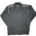 Dale of Norway 100% Wool V Neck Gray Alpine Sweater Men's XL