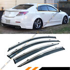 FOR 09-14 ACURA TL CLIP ON SMOKE TINTED LUXURY SIDE WINDOW VISOR W/ CHROME TRIM (For: 2009 Acura TL Base 3.5L)