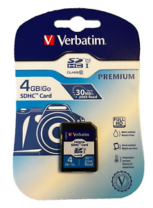 Verbatim Premium NIP SDHC Card 4GB 96171 UHS-I U1 Class 10 Shock Resistant Blue
